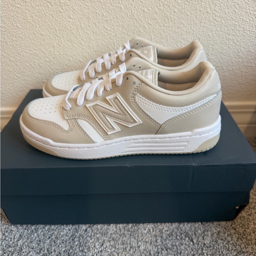 New Balance Kids 480 Sneakers in Beige and White